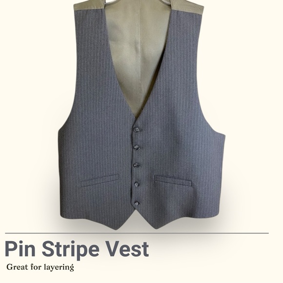 WEAR MANY WAYS Charcoal grey pinstripe vest - Picture 2 of 10